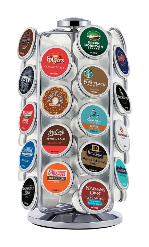 K-cup Pod Carousel For 36 Pods - Chrome Finish, Space Saving Design