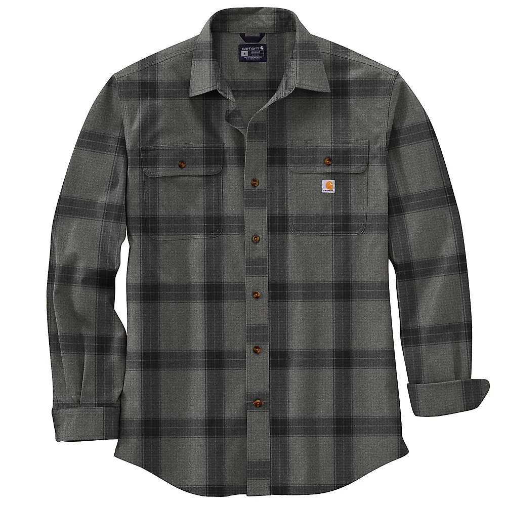 Men's Loose Fit Heavyweight Flannel Long Sleeve Plaid Shirt - Medium Regular - Asphalt