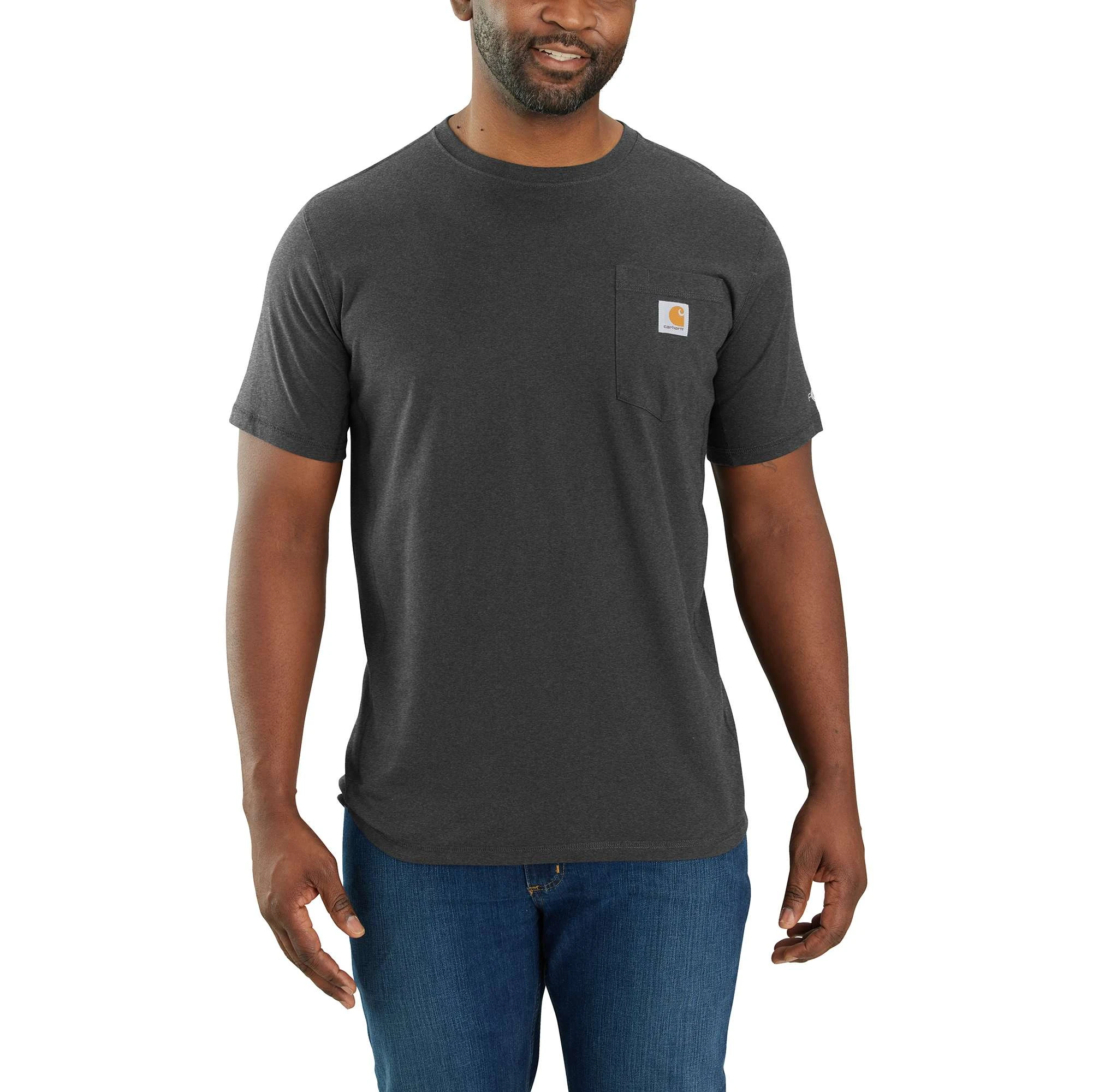 Men's Force Relaxed Fit Midweight Short-sleeve Pocket T-shirt - Carbon Heather - Small
