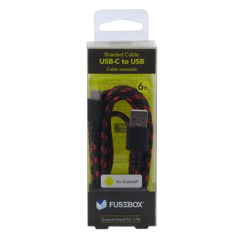 6-Foot USB-C Braided Charging Cable Durable Nylon Fast Charging Data Sync Cord