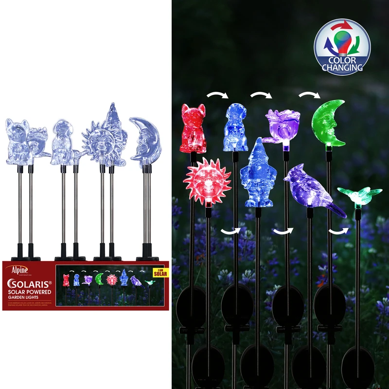 Alpine 32 In. H Color Changing Led Solar Garden Stake Light, Assorted Colors, Pack Of 20