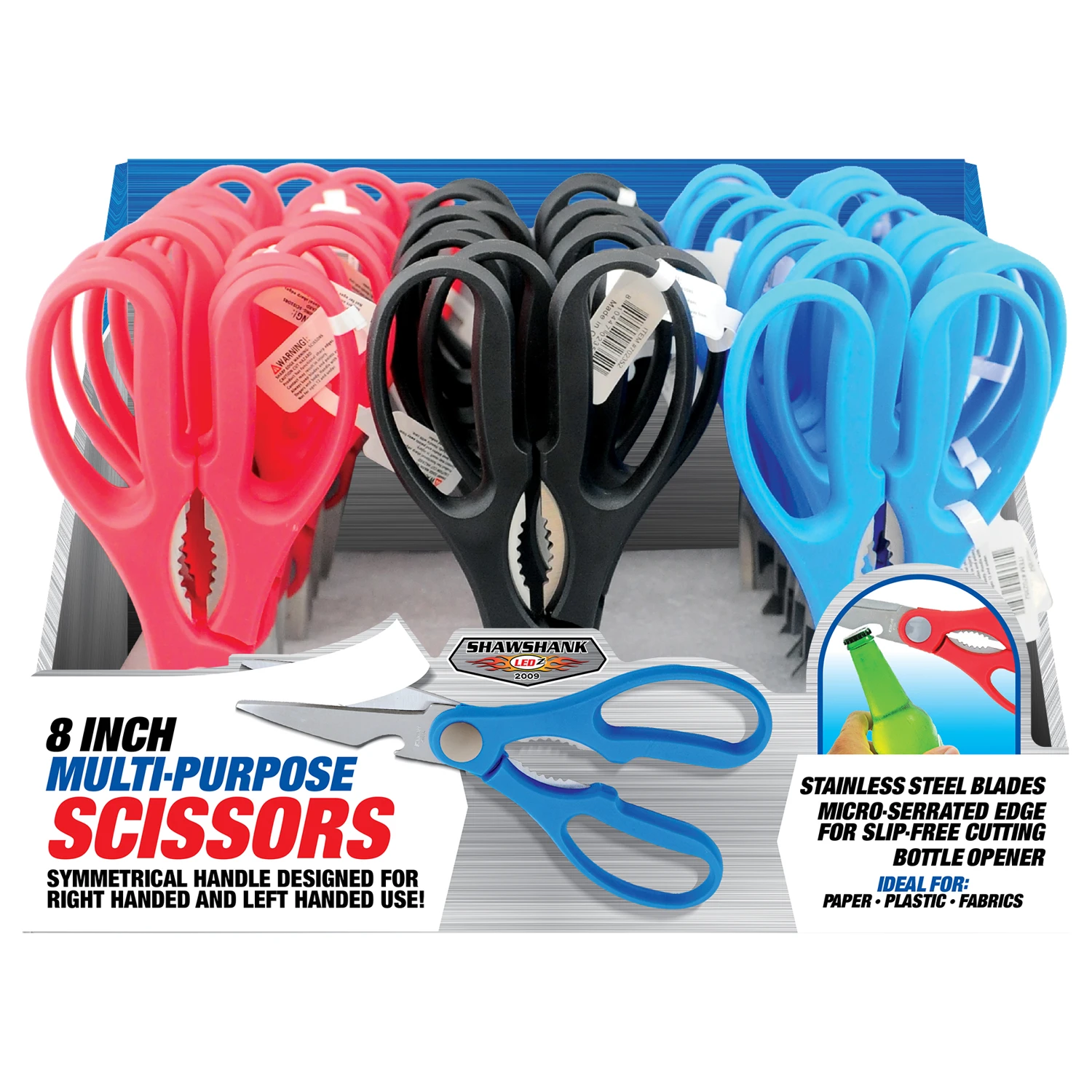 Ledz 8 Inch Multi-purpose Stainless Steel Kitchen Scissors With Cushion Grip