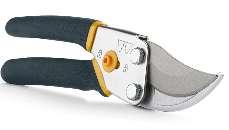 Bypass Pruner with Sharp Curved Blades and Comfortable Grip Handle