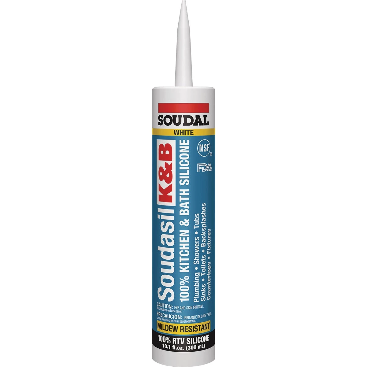 Soudasil Silicone Kitchen & Bath Caulk, White, 10.1 oz.