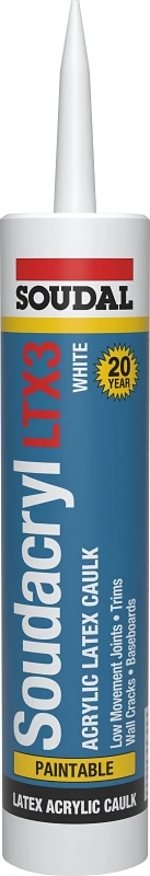 Soudacryl Paintable 25-Year Acrylic Latex Caulk, White, 10.1 oz.