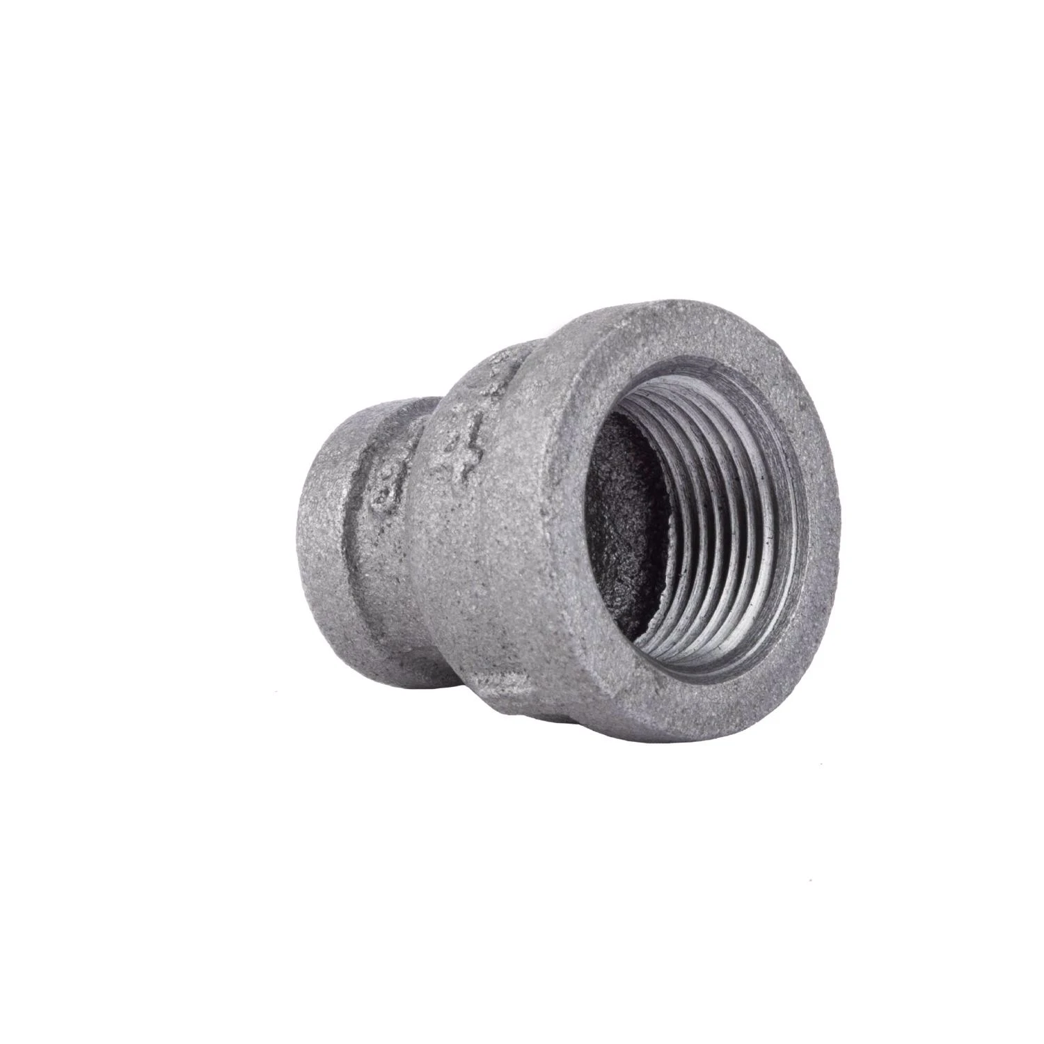 Three Quarter Inch by Three Eighth Inch Black Steel Pipe Reducing Coupling
