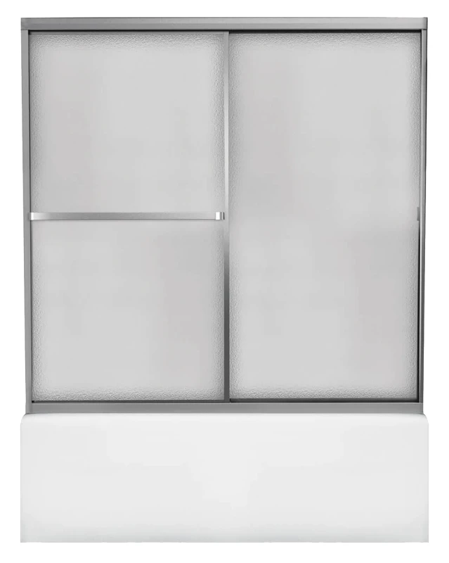 Mika 54 In. To 59 In. W. X 55 In. H. Matte Silver Opaque Glass Sliding Tub/shower Door