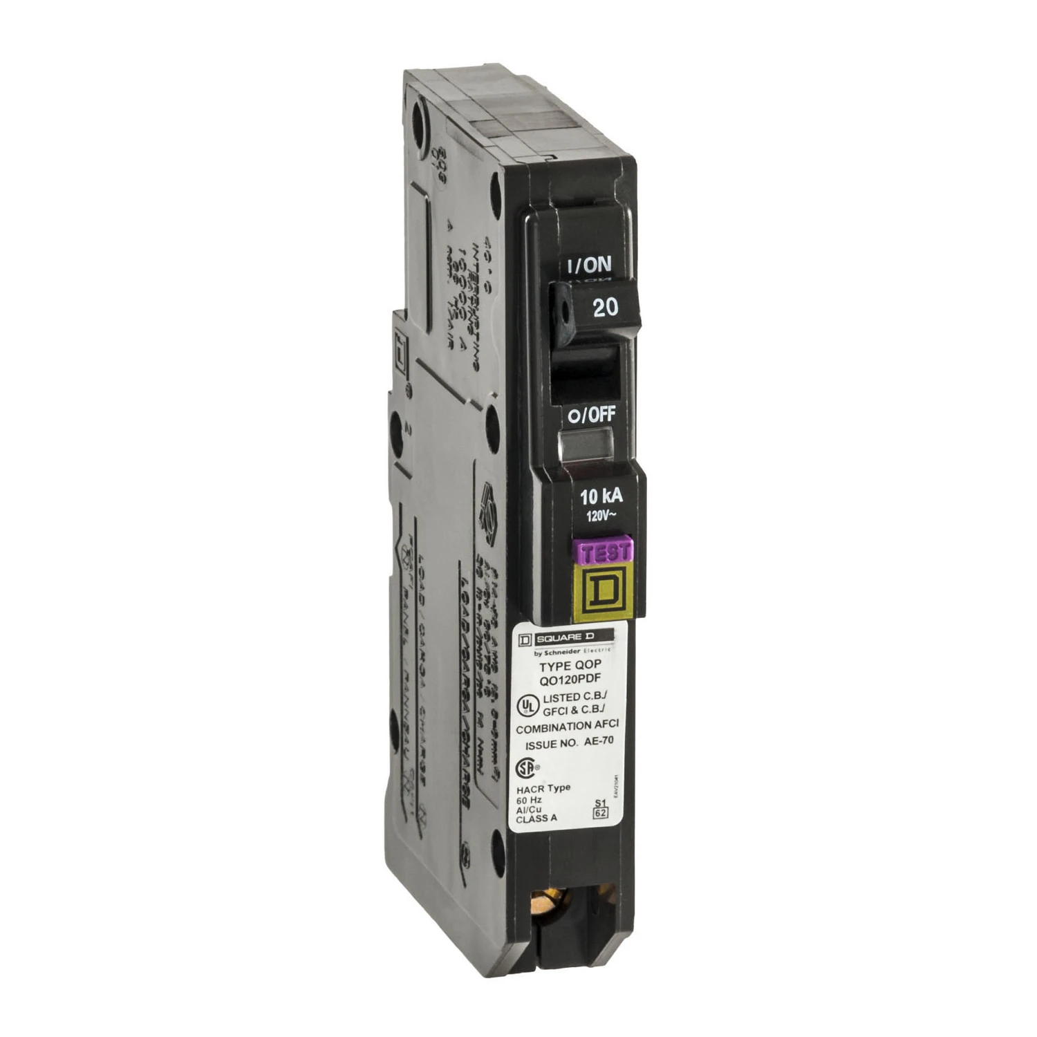 Qo 20 Amp Arc Fault/ground Fault Single Pole Circuit Breaker - Model Qo120pdfc
