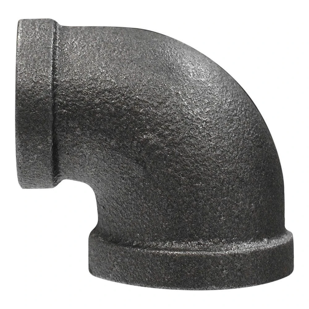 One Half Inch by Three Eighths Inch Black Steel Pipe Reducing Elbow Fitting