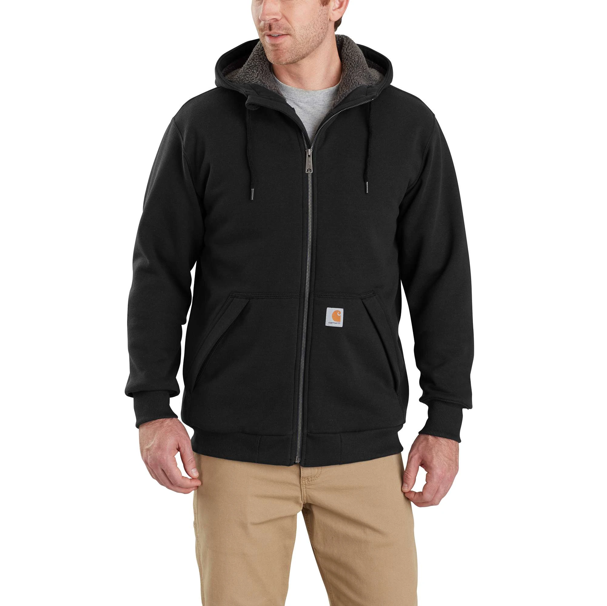 Men's Rain Defender Relaxed Fit Sherpa-lined Full-zip Sweatshirt - Xl Black