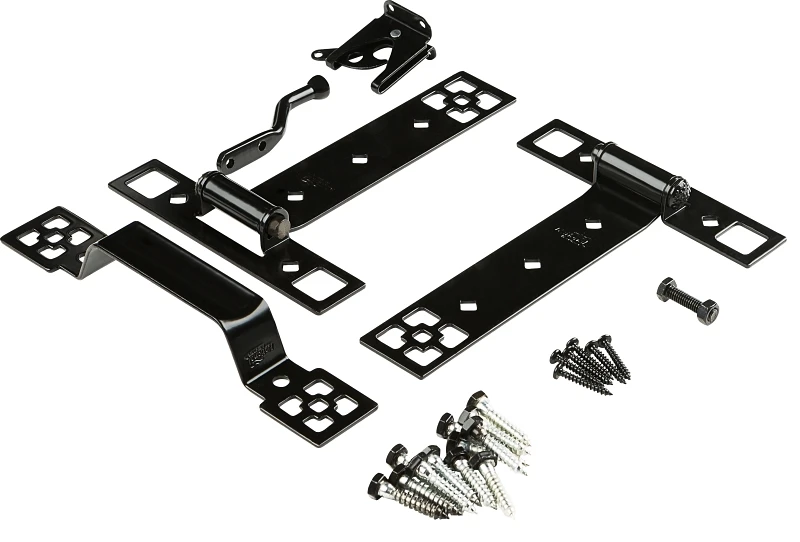 Craftsman Gate Suite Kit With Hinges, Black Steel Finish