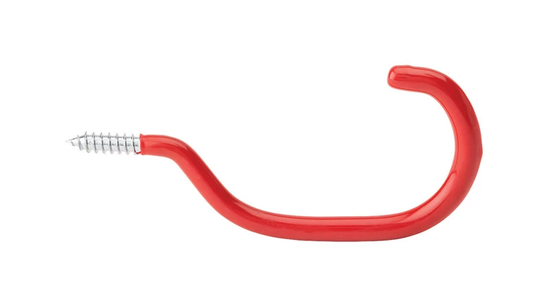 Red Vinyl Coated Bike Hook, 6.5 Inches Length, Durable Wall Mount