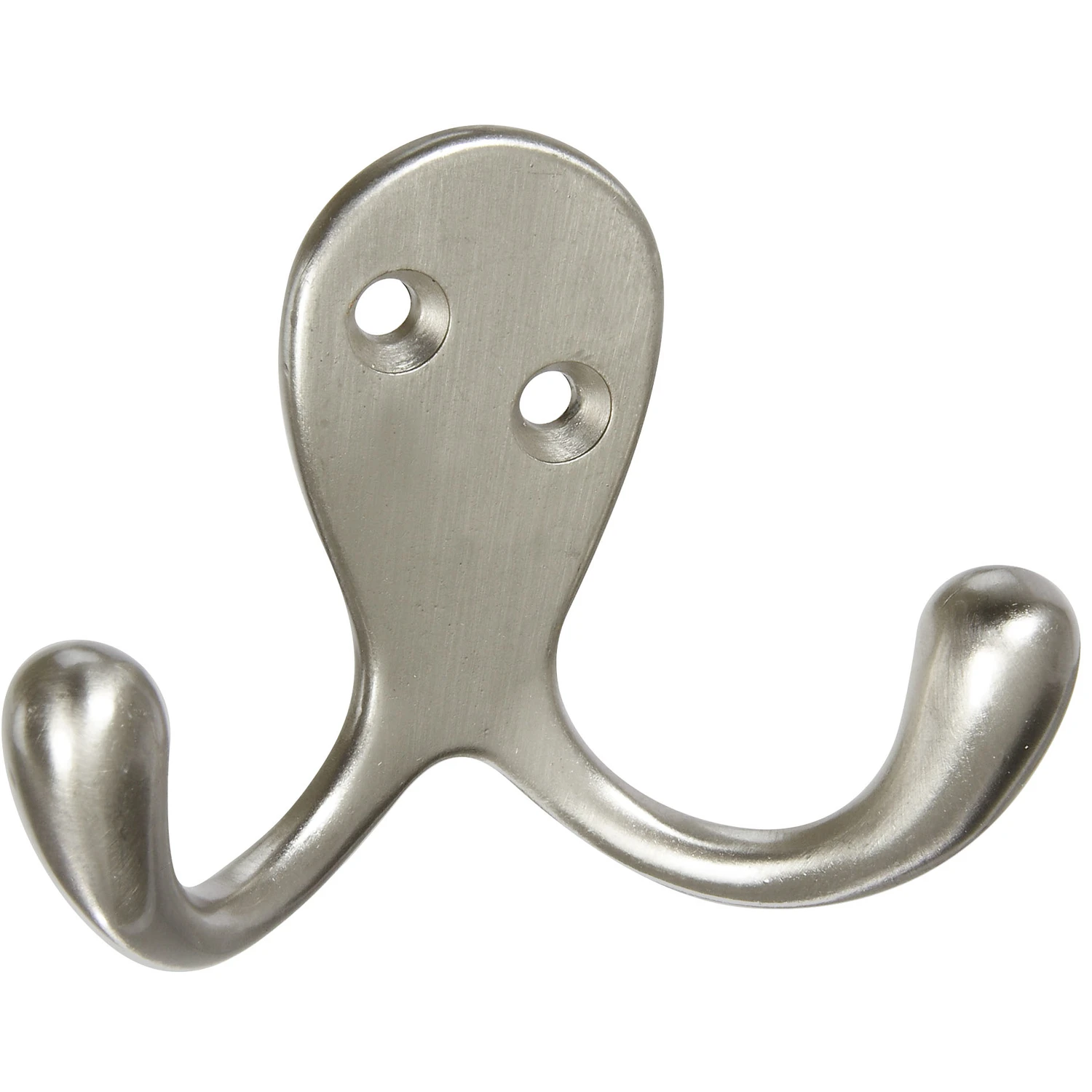 Hook, Robe, Double-Prong, Satin Nickel