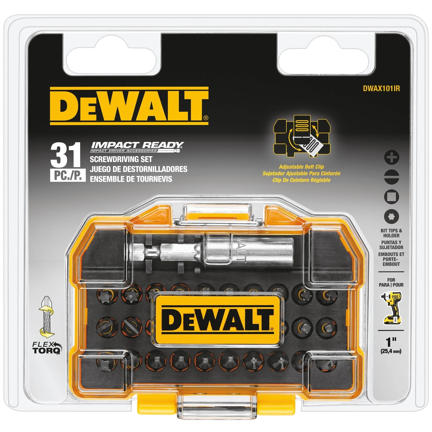 Impact Ready 1 In. Screwdriver Bit Set (31-piece) With Flex Torque Toughcase