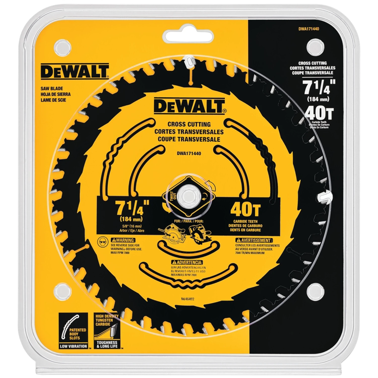 Circular Saw Blade, Tungsten Carbide, 40-Tooth x 7-1/4 In.