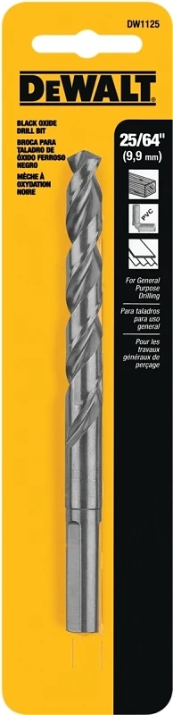 Black Oxide Drill Bit, 25/64 In.