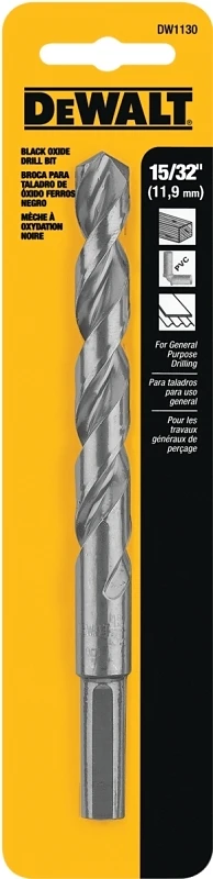 Black Oxide Drill Bit, 15/32 In.