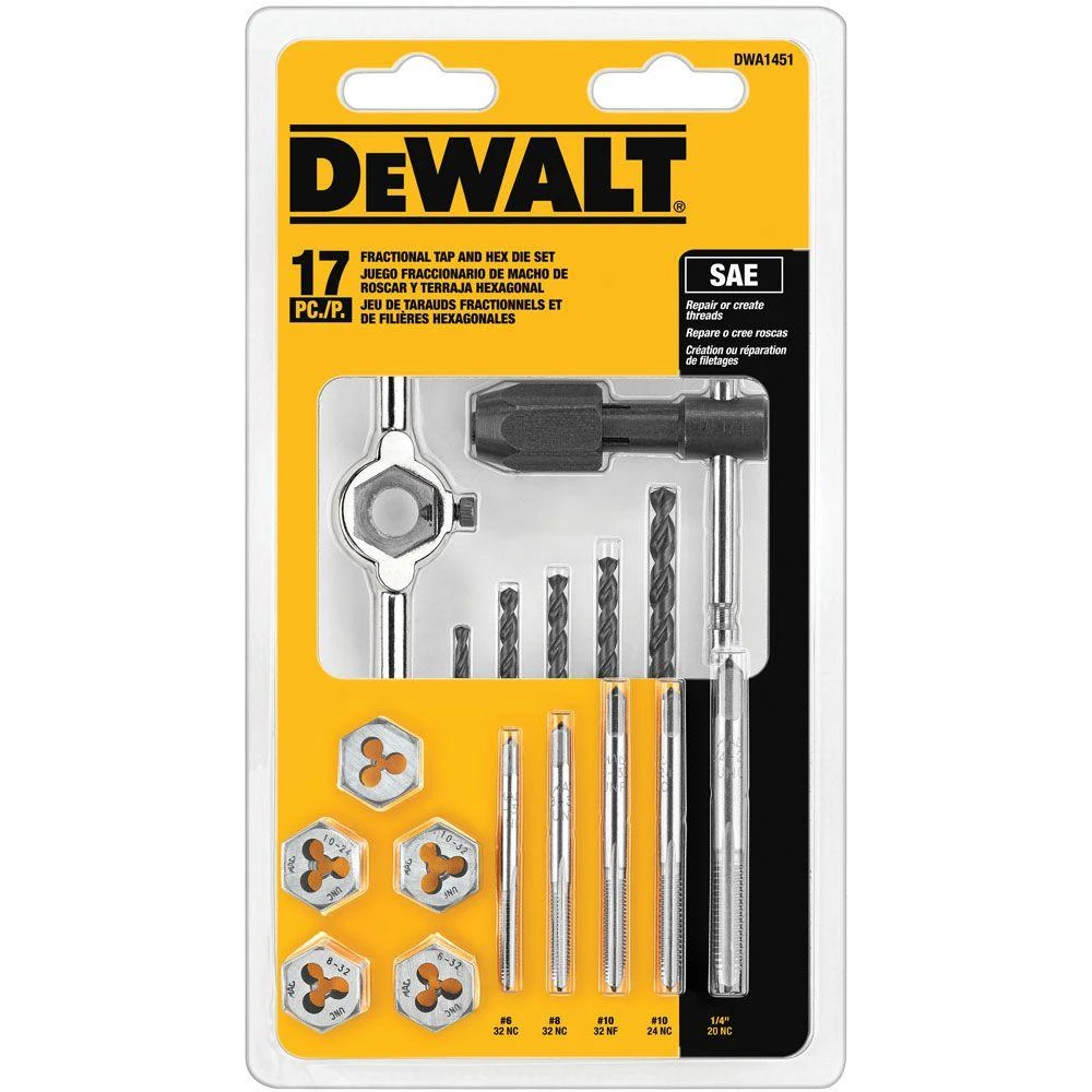 17-Piece SAE Tap and Die Set with Threading Tools for Repair and Maintenance