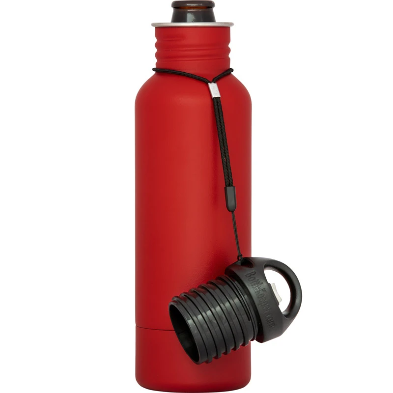Cold Beverage Bottle, Red Stainless Steel, 12-oz.