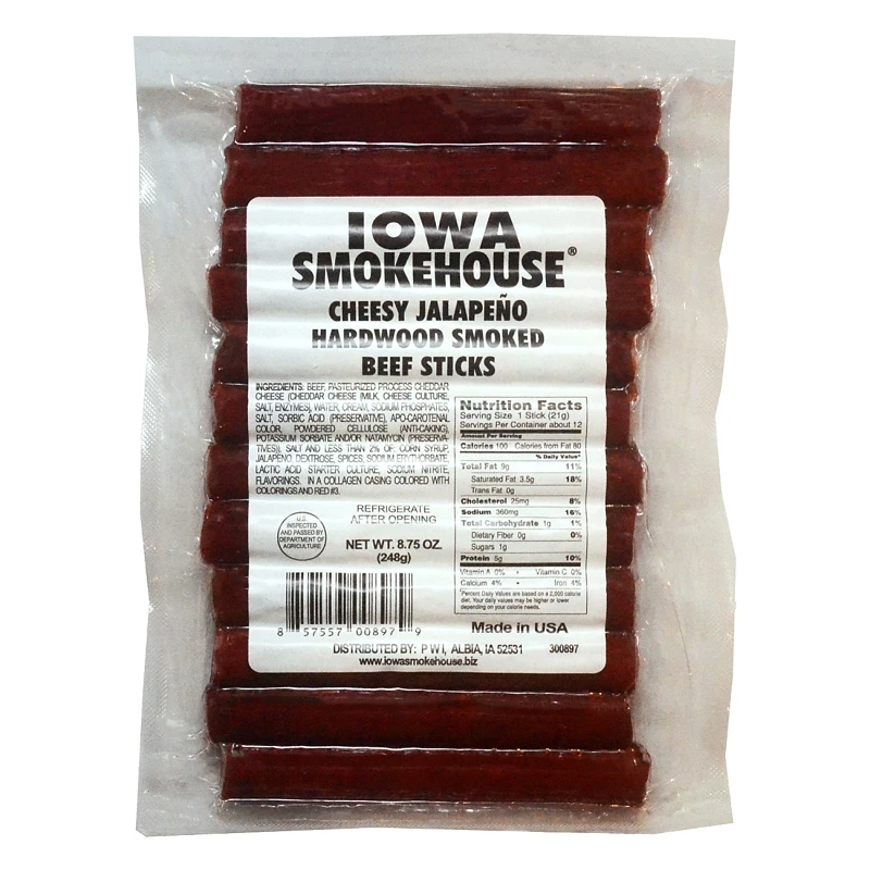 Hardwood Smoked Beef Sticks, Cheesy Jalapeno, 8.75-oz.