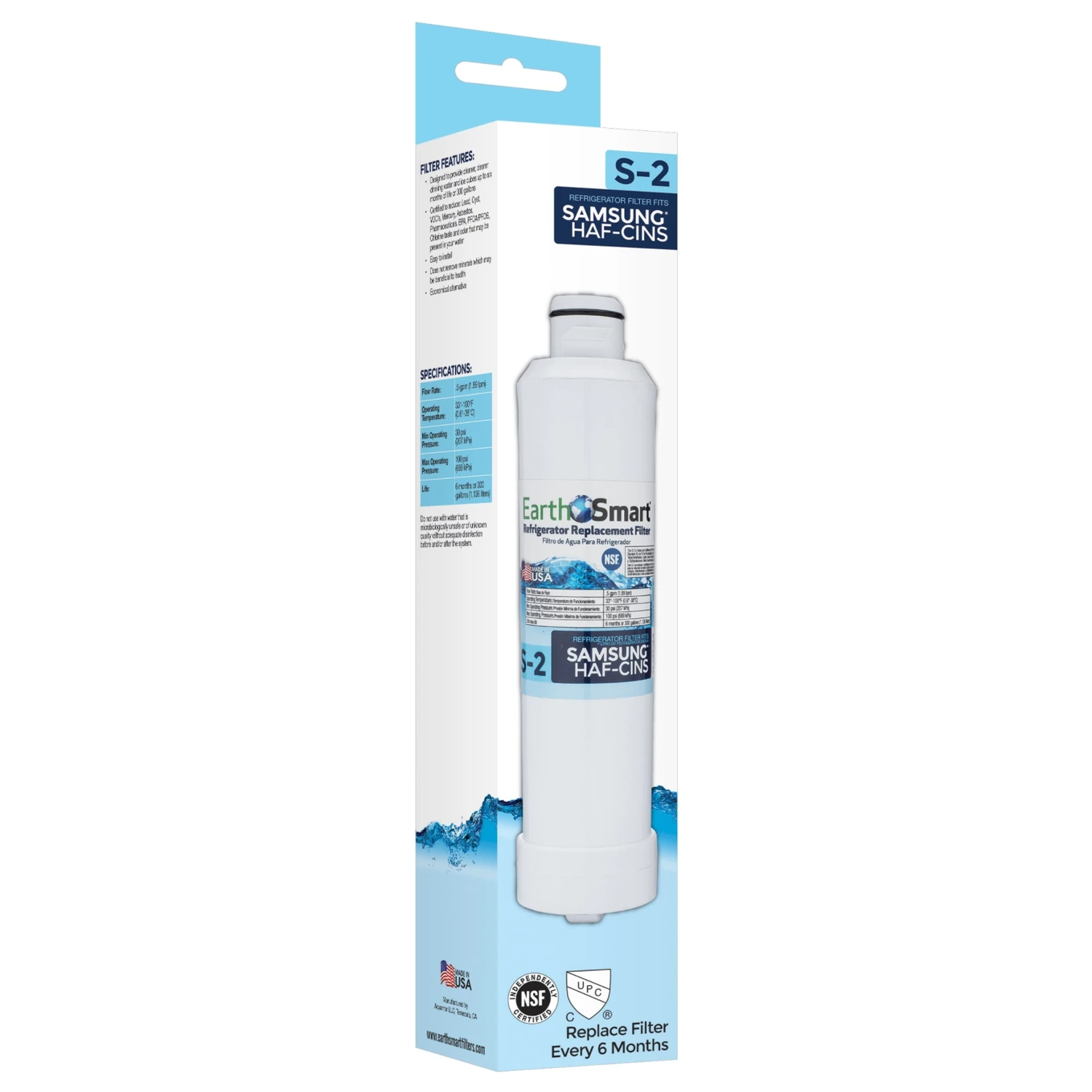 S2 Refrigerator Water Filter Cartridge For Samsung Models Haf-cins, Haf-cin