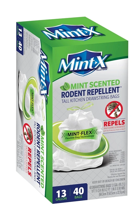 Mint-X 13 gal Mint Tall Kitchen Bags Drawstring 40 pk
