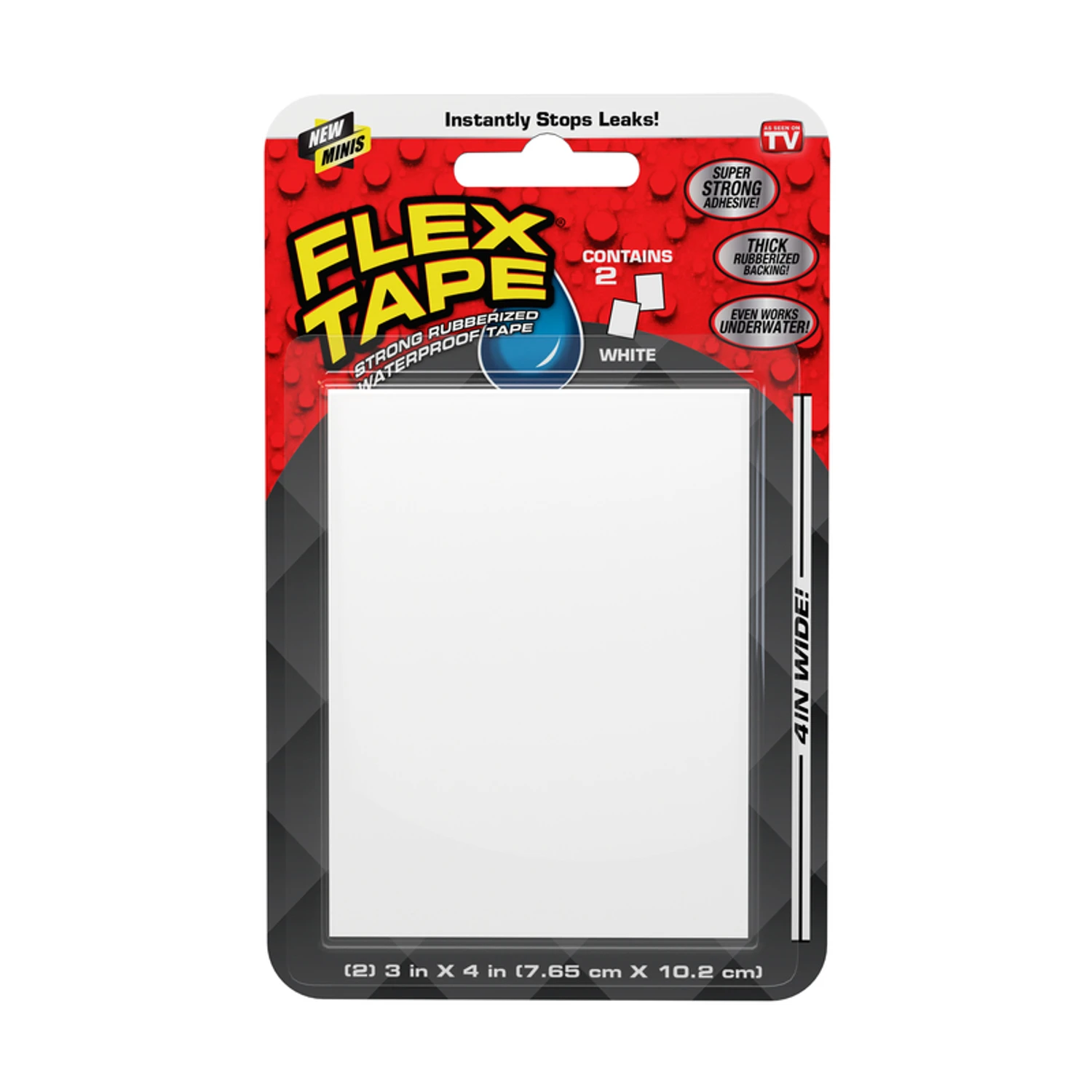 FLEX TAPE White Mini Waterproof Tape Patches, 3 x 4-In., 2-Pack