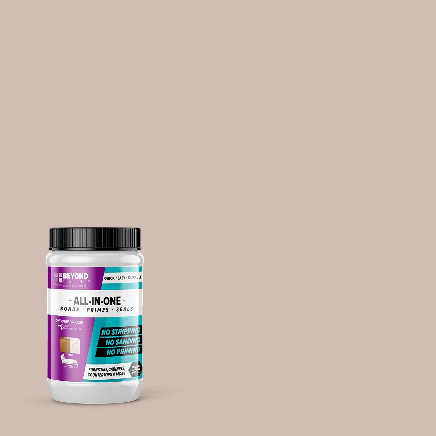 All-in-One Refinishing Paint for Furniture Cabinets Countertops Includes Sanding Primer Quart