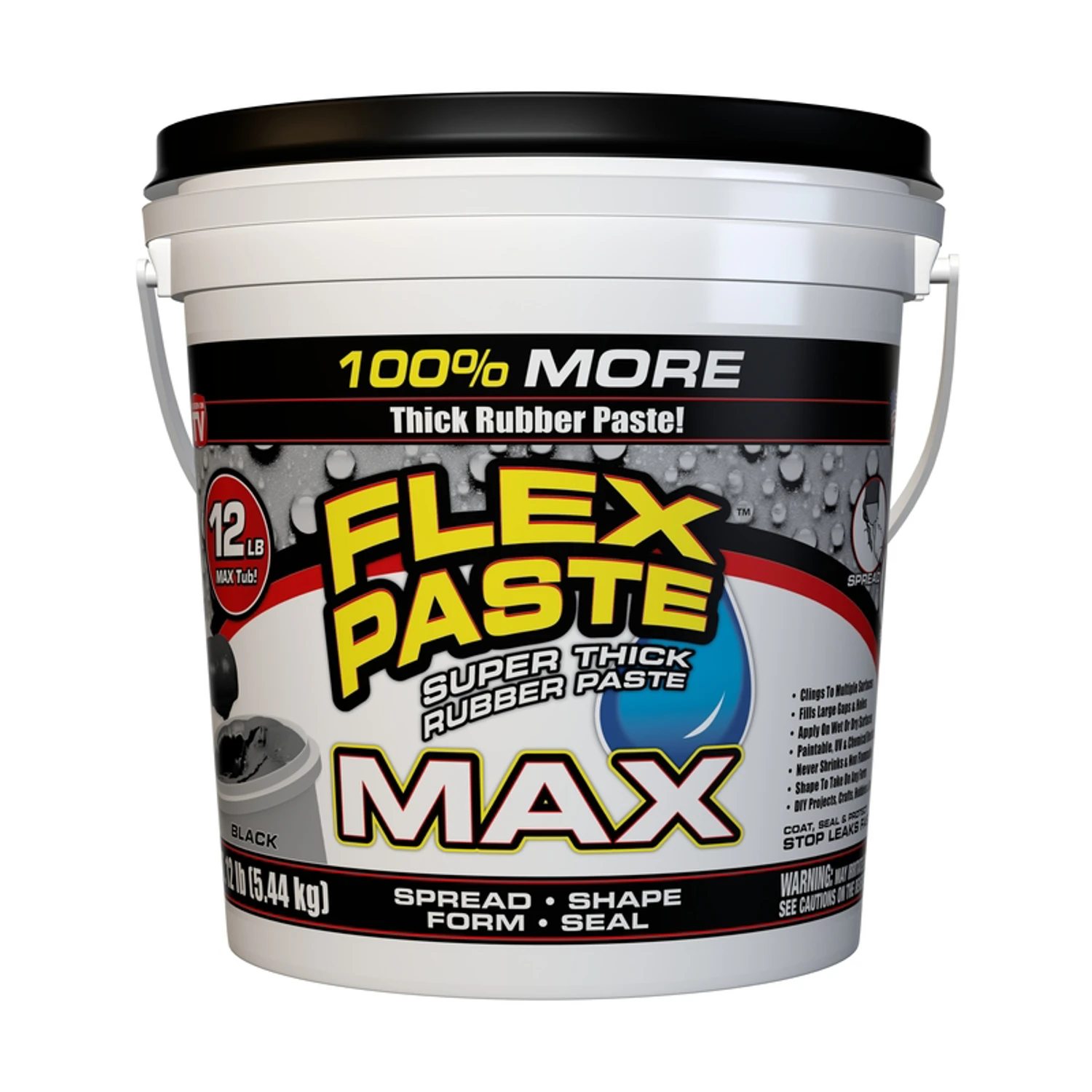 Flex Paste Max Black Rubber Coating 12 Lb Tub