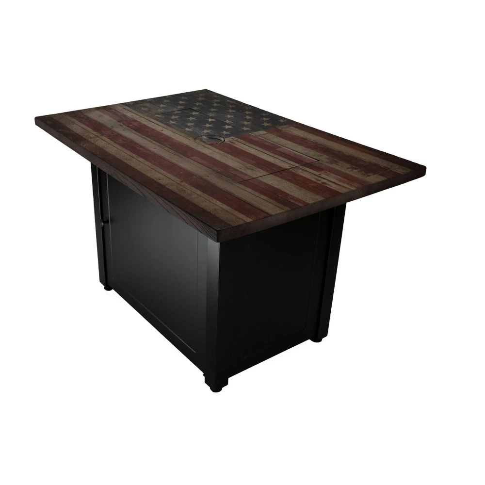 Americana 40 In. Rectangular Lp Gas Fire Pit With Glass Rock & Cover