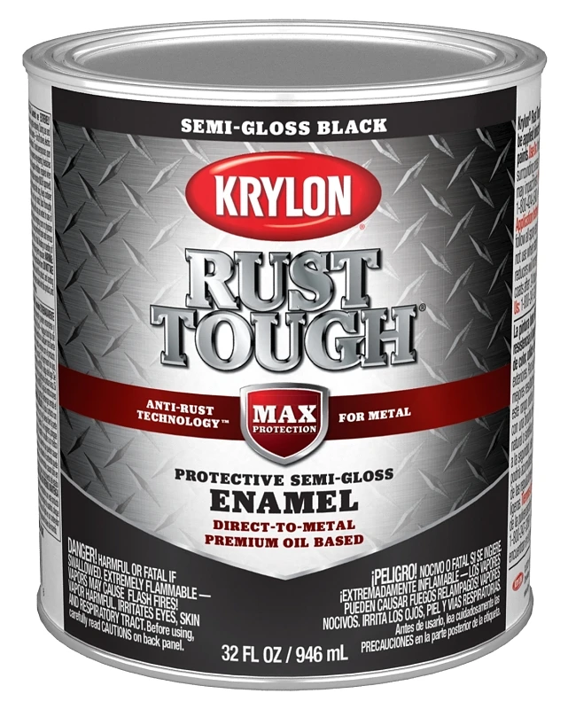 Rust Tough Oil-based Semi-gloss Enamel, Black, 1 Qt., Model K09709008, Pack Of 2