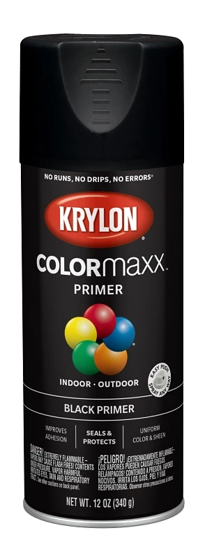 COLORmaxx Black Spray Primer, 12 Ounce Aerosol Can for Surface Preparation