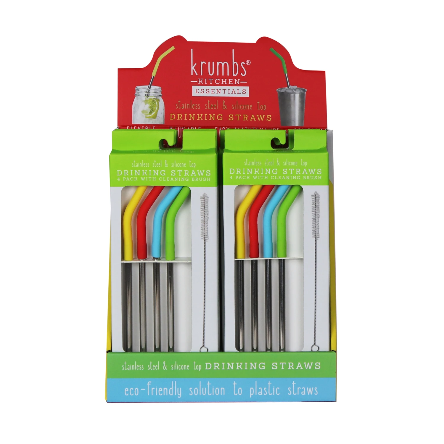 Reusable Drinking Straws, Stainless Steel/silicone, 4-Pk.