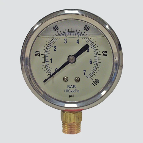 2.5 Inch 5000 Psi Glycerine Filled Pressure Gauge With Brass Lower Mount