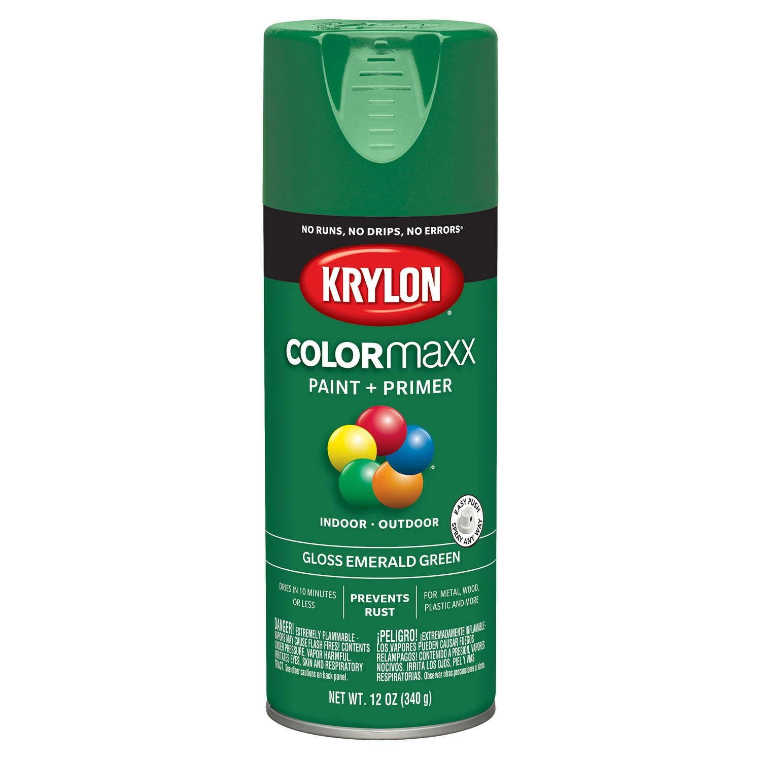 COLORmaxx Gloss Emerald Green Spray Paint and Primer, 12 Ounce Can