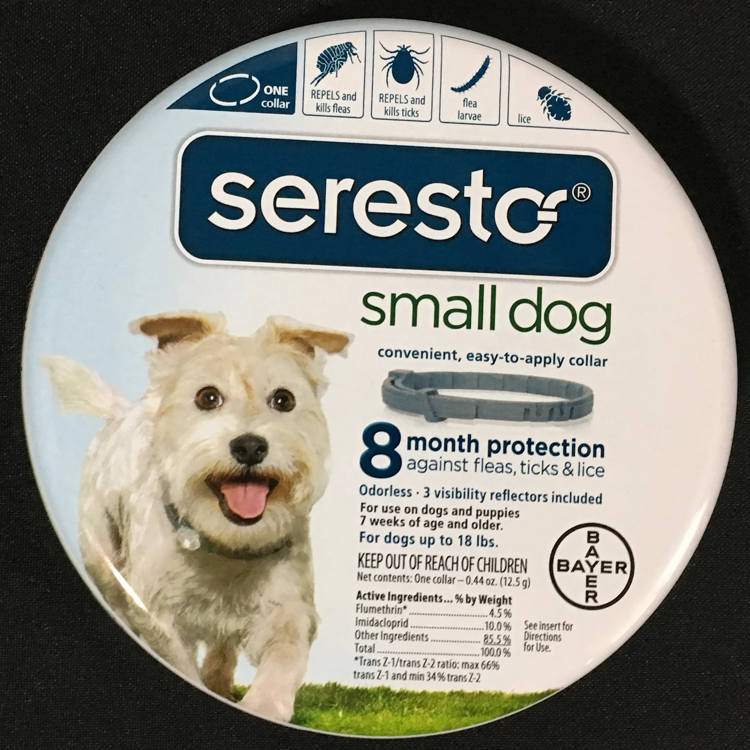 Seresto Solid Dog Flea And Tick Collar For Small Dogs Up To 18 Lb, 0.44 Oz