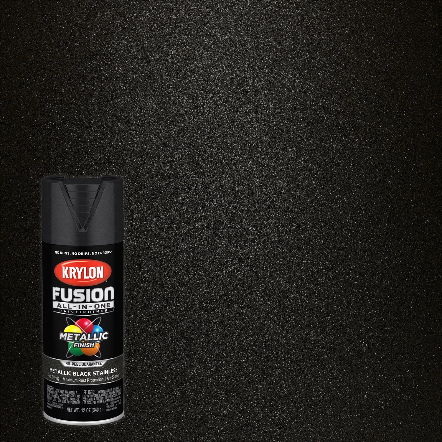 Fusion All-in-one Metallic Spray Paint & Primer, Black Stainless, 12 Oz.