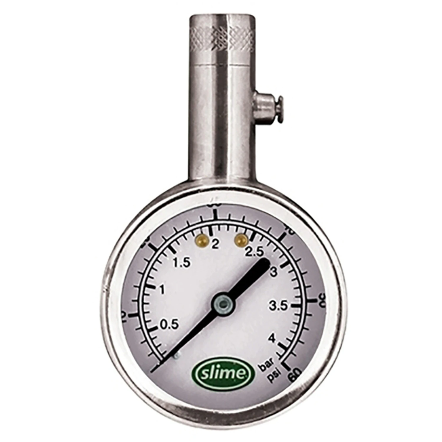 60 Psi Dial Tire Pressure Gauge - Chrome, Heavy Duty, Pocket Size