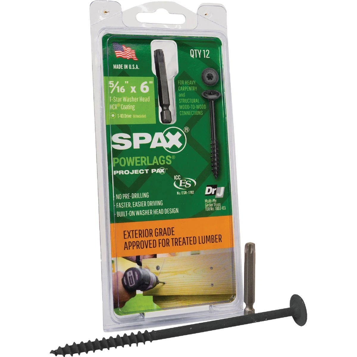 SPAX PowerLag 5/16 in. in. X 6 in. L T-40 Washer Head Serrated Structural Screws