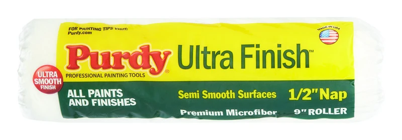 Purdy Ultra Finish 140678093 Roller Cover, 1/2 in Thick Nap, 9 in L, Microfiber Cloth Cover