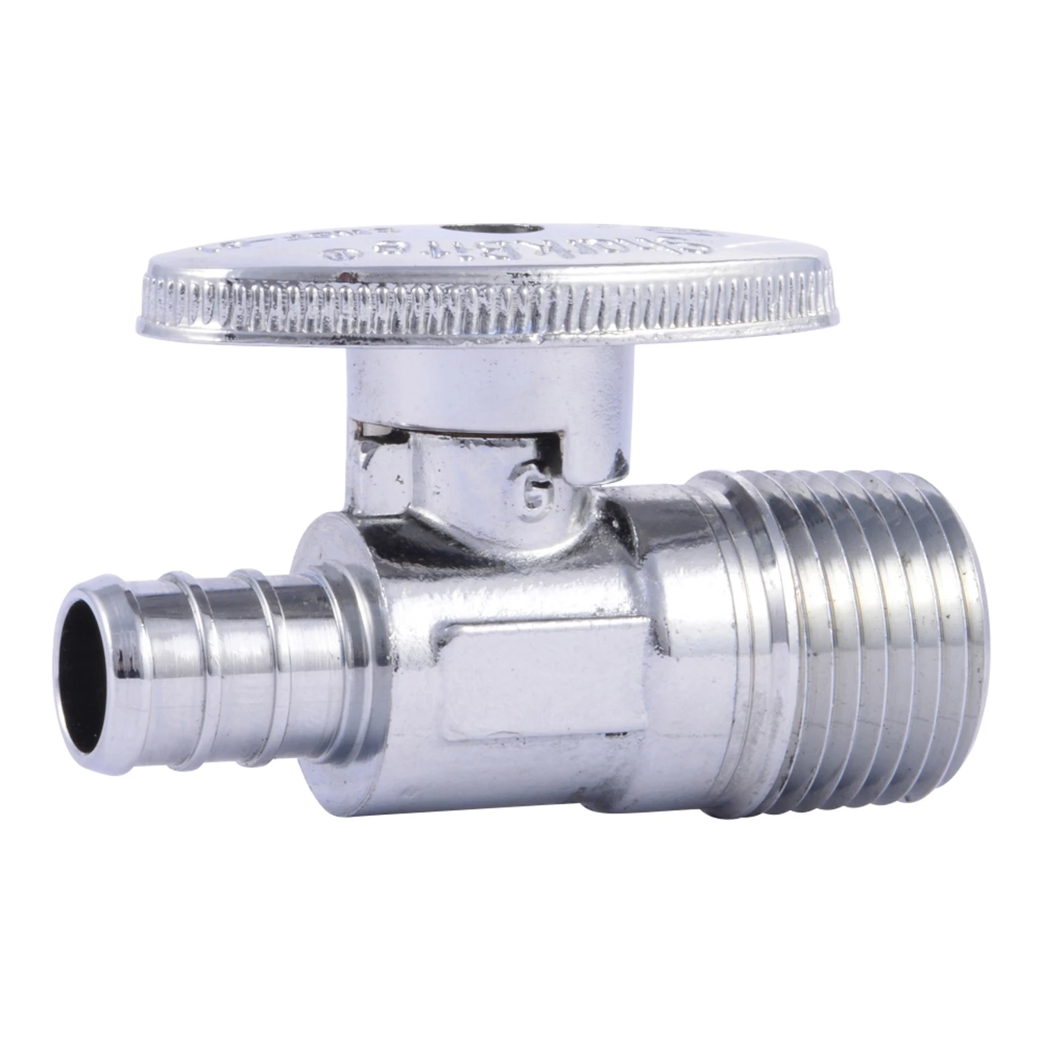 1/2 In. Barb Insert X 1/2 In. Mpt Chrome Plated Brass Straight Stop Valve