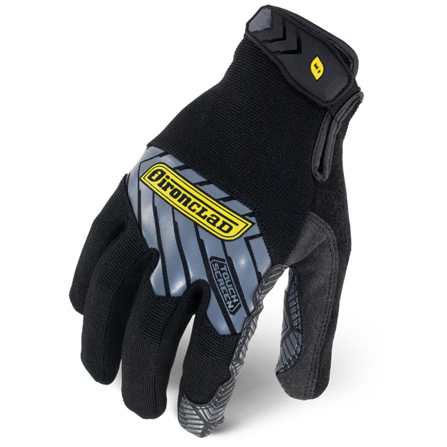 Touchscreen Mechanics Gloves, Silicone Palm, Black, Men's M