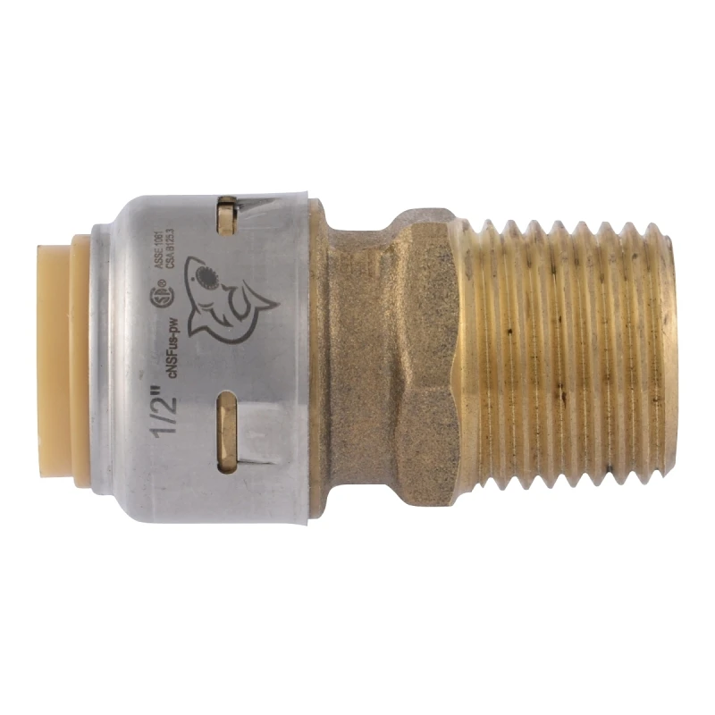 Push-Fit Straight Pipe Connector, Lead Free, 1/2 x 1/2 In. MIP