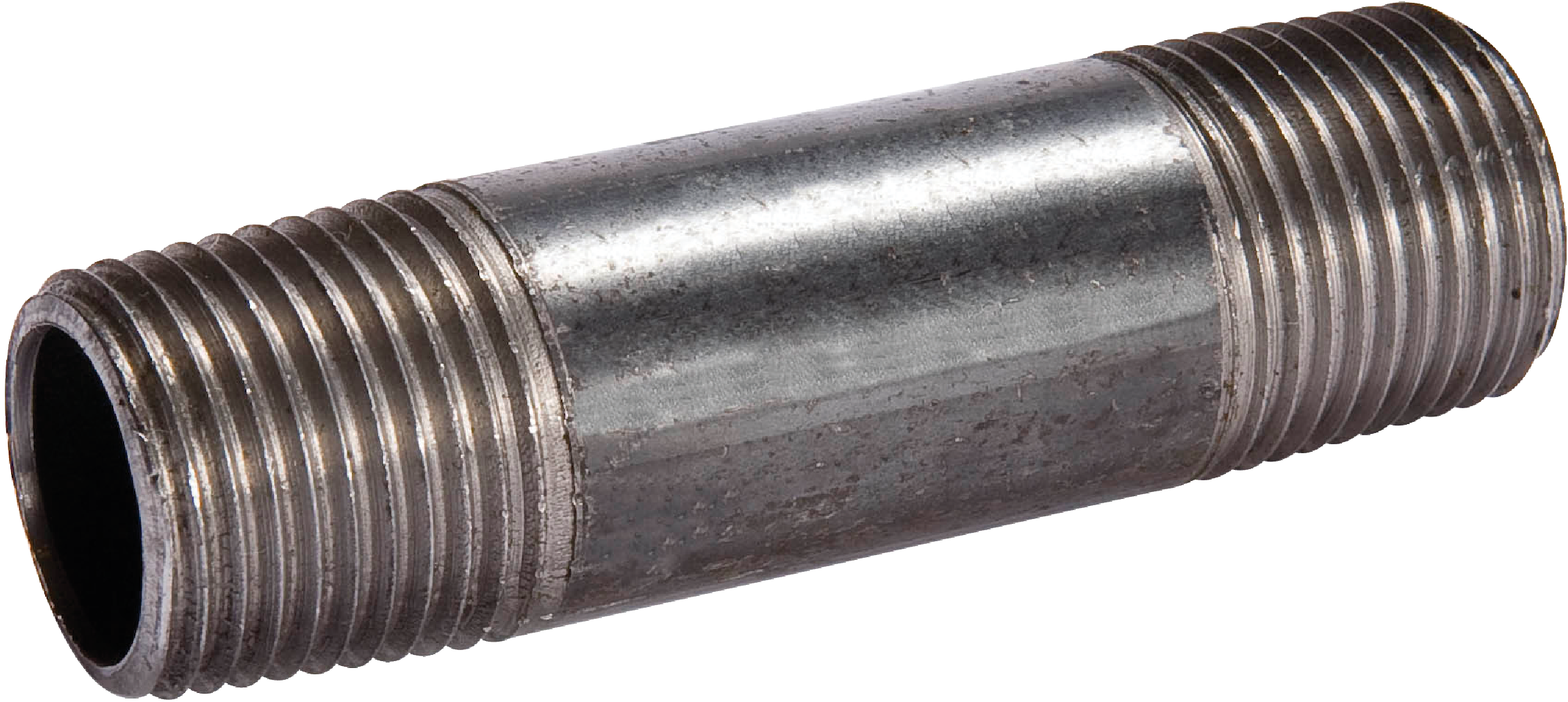 Black Steel Pipe Nipple, 2 Inch Diameter by 4 Inch Length