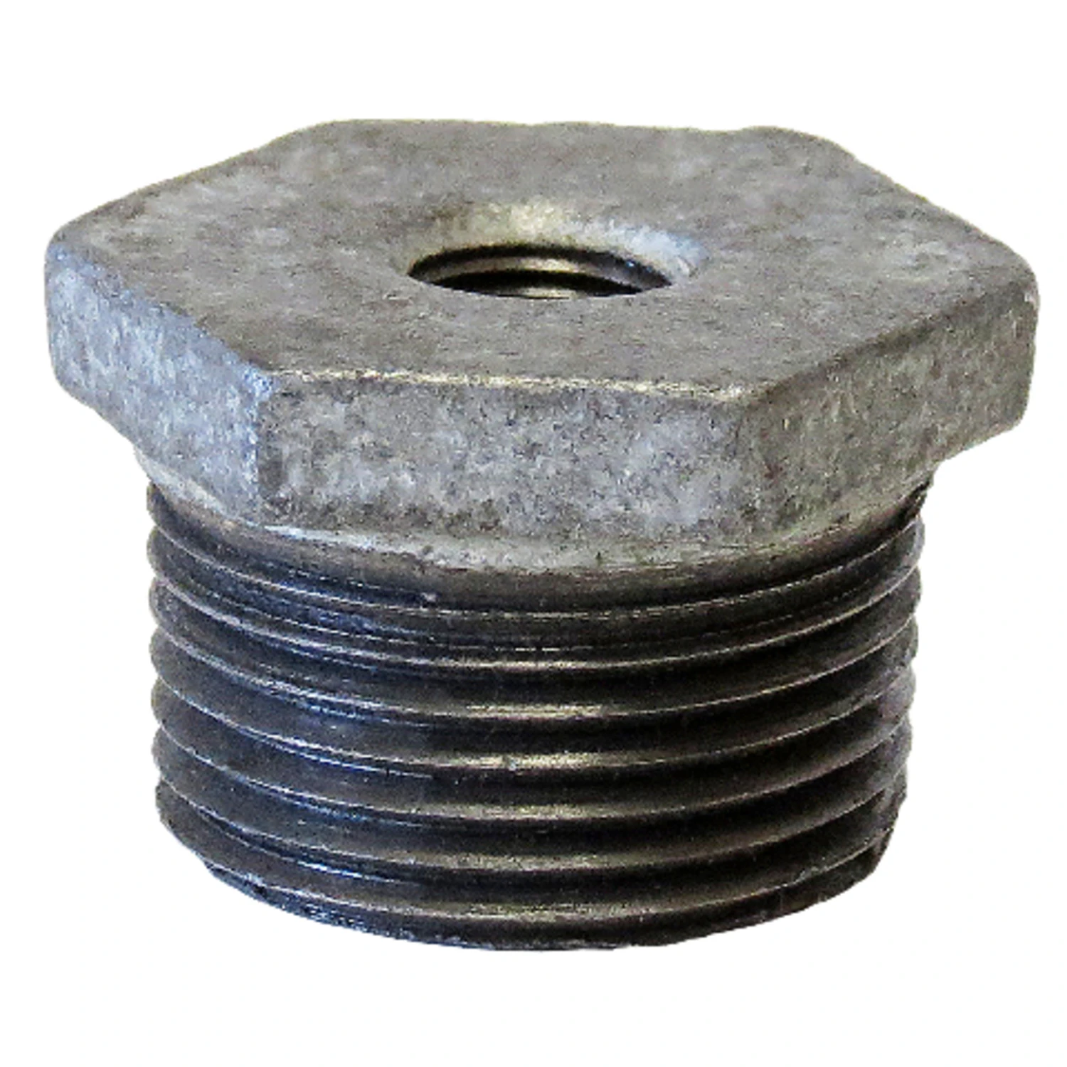 Galvanized Steel Pipe Hex Bushing, 3/8 Inch by 1/4 Inch