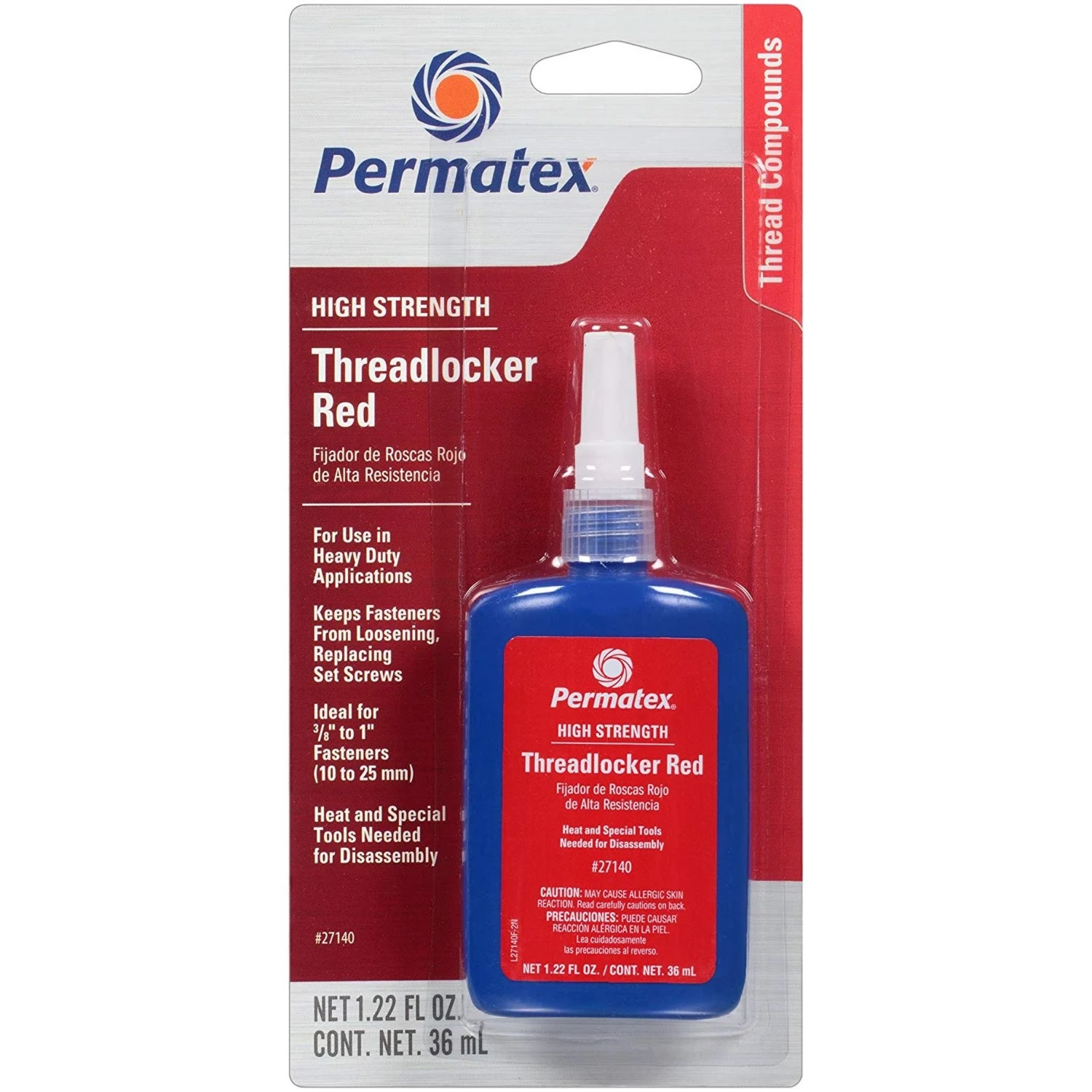 1.22 Oz. Red High Strength Threadlocker For Heavy-duty Applications