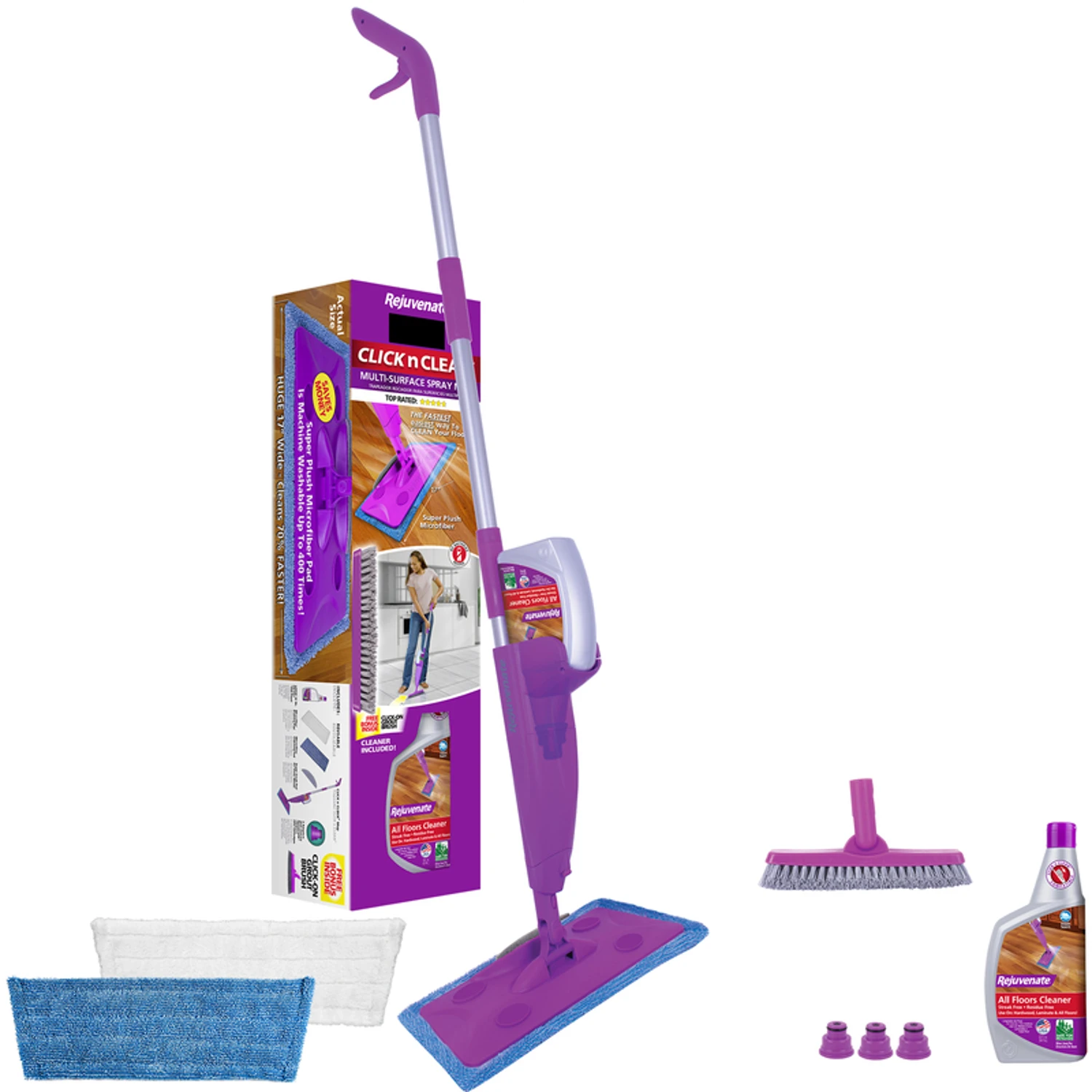 Click N Clean Microfiber Multi-surface Spray Mop System With Bonus Grout Brush
