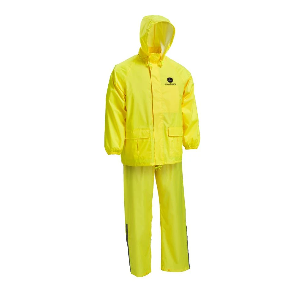 John Deere 2-piece Safety Yellow Rain Suit, Xl, Water-resistant Polyester