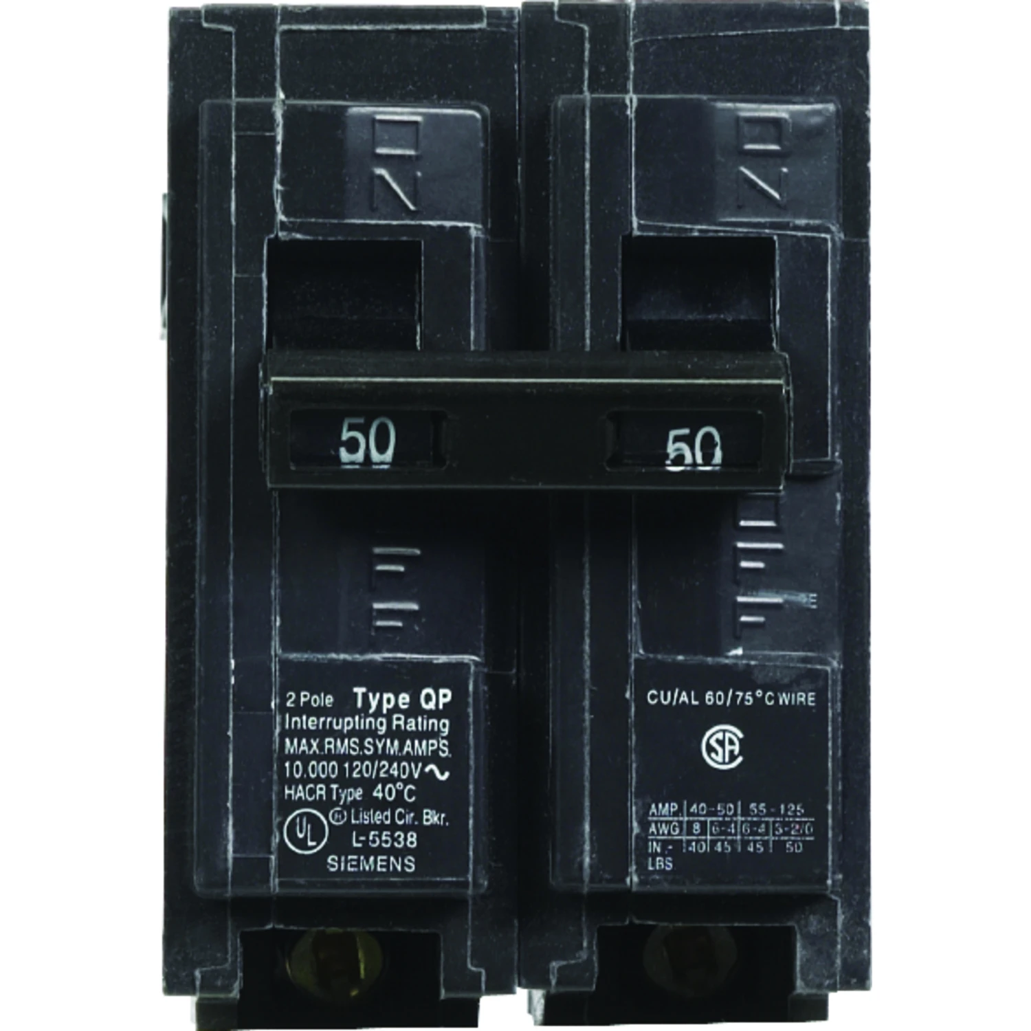 50 Amp Double Pole Circuit Breaker Q250 For 120/240 Volt Systems