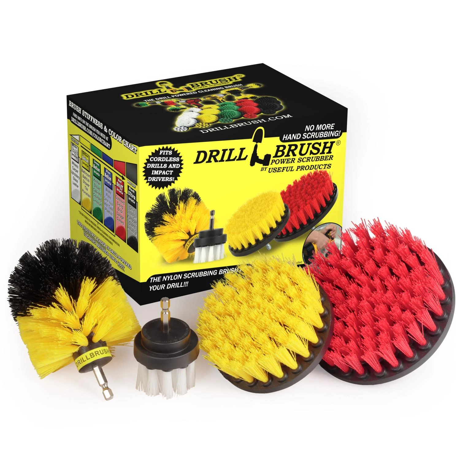 4 Piece Variety Brush Set For Drill - Cleaning Attachments